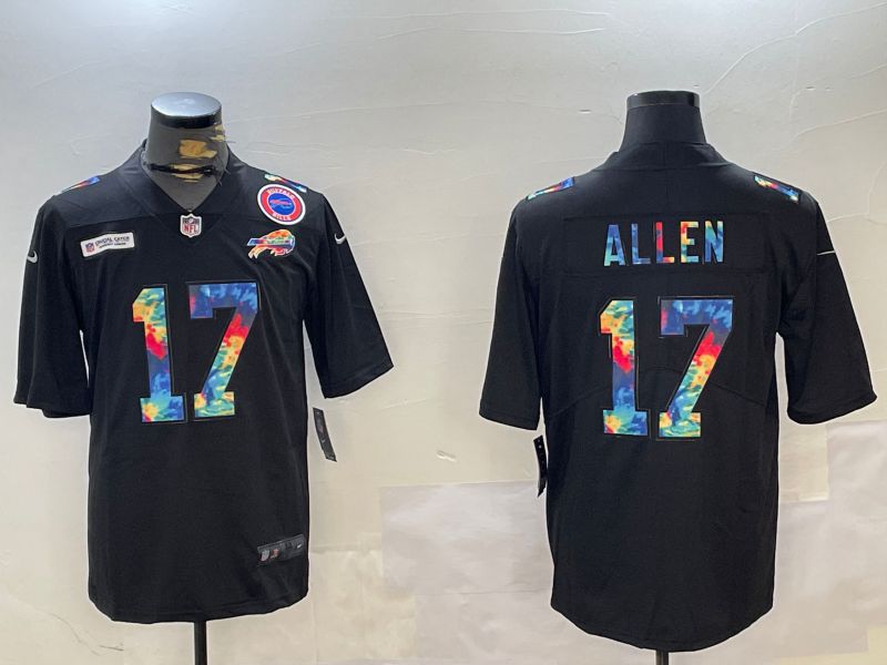 Men Buffalo Bills #17 Allen Black Rainbow 2024 Nike Limited NFL Jersey style 3